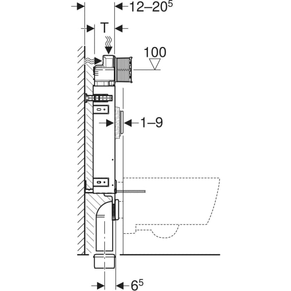 Geberit Kombifix Element für WWC, 108 cm mit Sigma UP-SPK 12 cm, (DuoFresh)