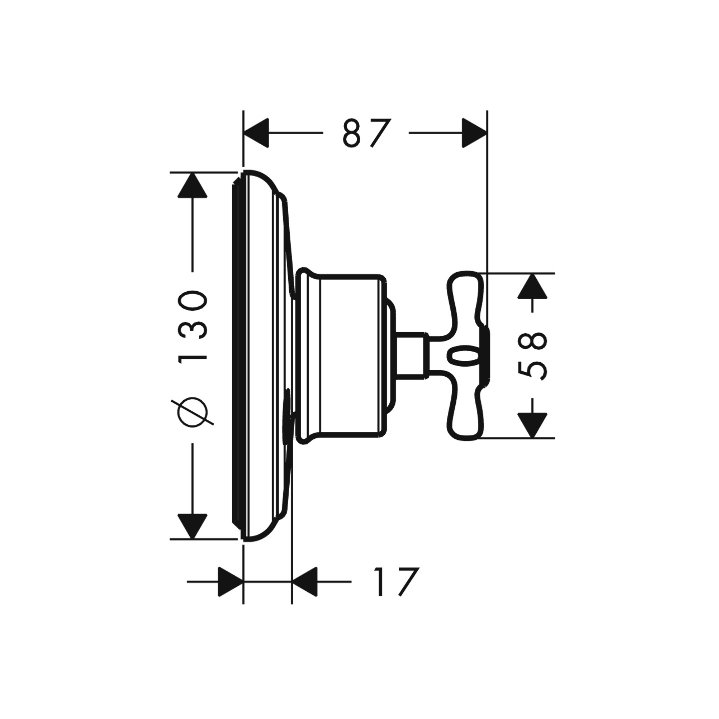 Hansgrohe Vierwegeumstellung UP Axor Montreux Quattro/Trio F-Set chrom