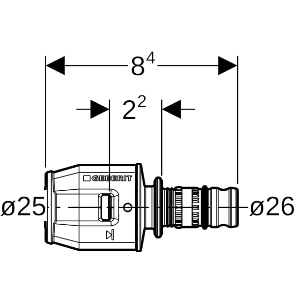 Geberit PushFit Übergang auf Mepla PVDF d25-26
