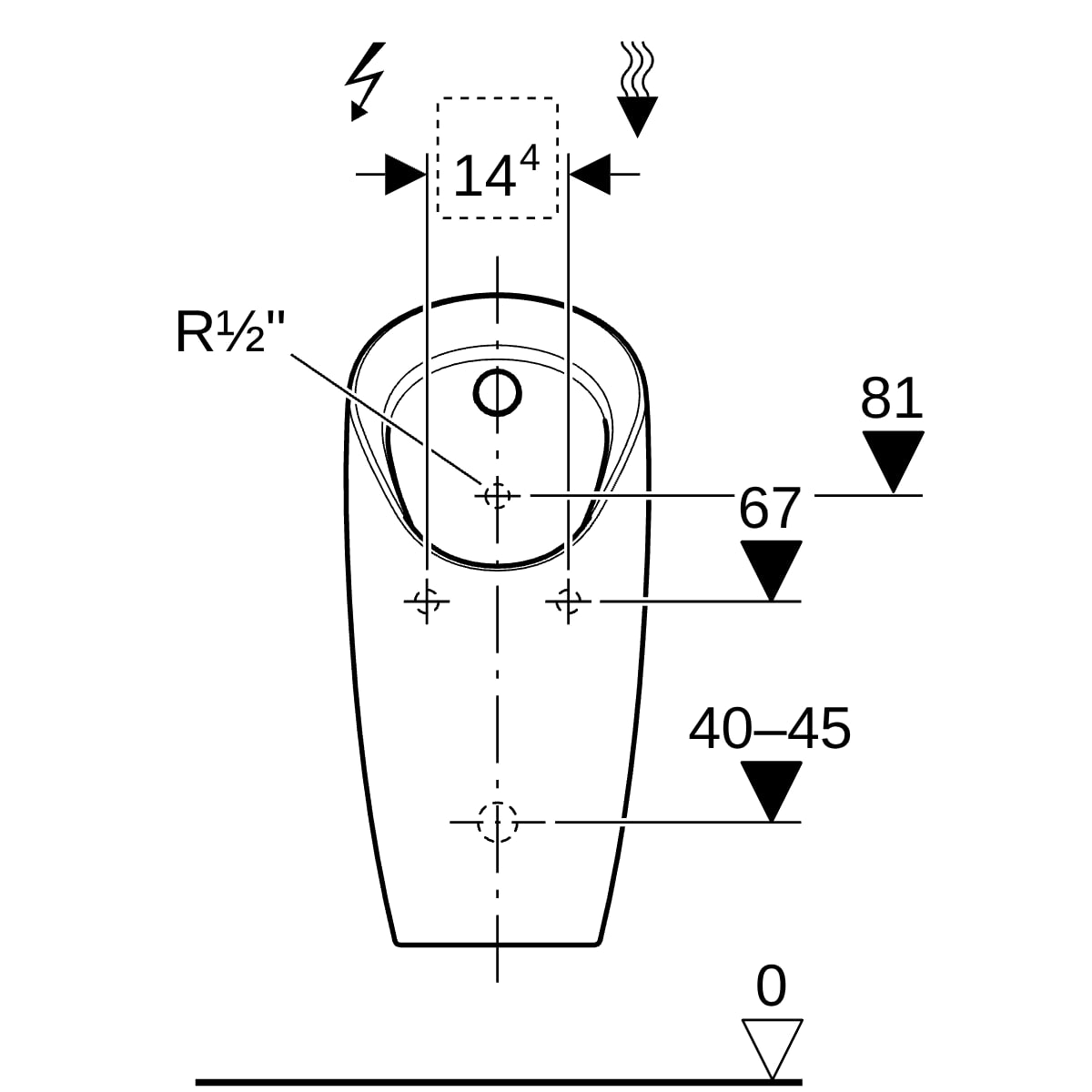 Geberit Preda Urinal, für UP-Strg. Zulauf hinten, weiß