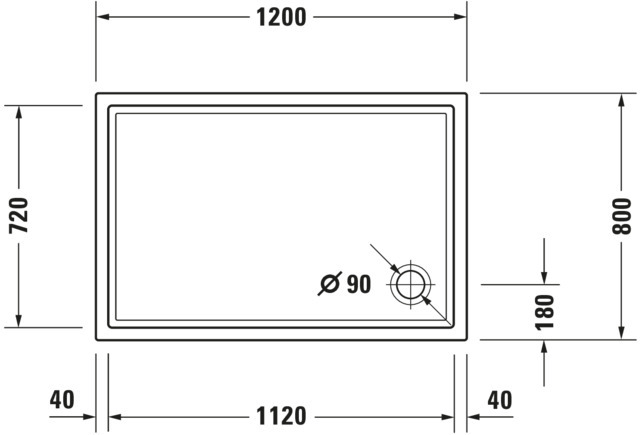 DU Starck Slimline Duschwanne, Rechteckig, 1200x800x55 mm, Weiß, Sanitä