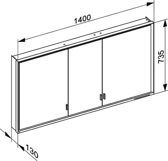 KEUCO SPS R. Lumos 14326, o. Ablagef. VB 1400x735x130mm si-elox.