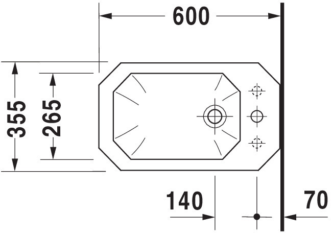 DU Stand-Bidet 1930 600 mm mit ÜL, mit HLB, 1 HL, weiß