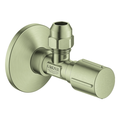 GROHE Eckventil 22037 1/2x3/8'' Rosette Metallgriff nickel gebürstet GROHE Eckventil 22037 1/2x3/8'' Rosette Metallgriff nickel gebürstet