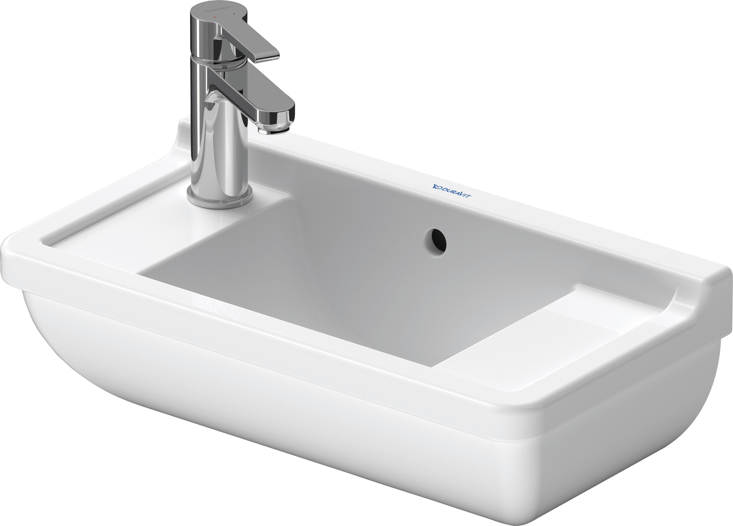 DU Handwaschbecken Starck 3 500 mm m.ÜL, m.HLB, HL-Vst. li./re., weiß