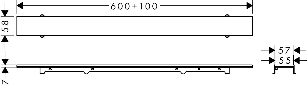 Hansgrohe RainDrain Rock Duschrinne 600 mm  kürzbar und befliesbar