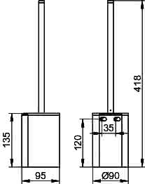 KEUCO WC-Bürstengarnitur Plan 14972, kpl. m. Kunststoff-Einsatz, sil-elox