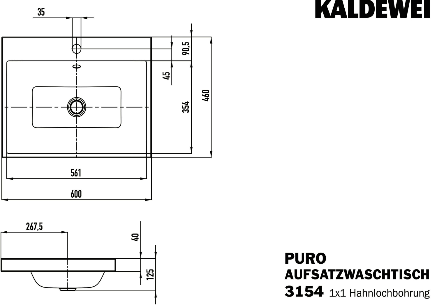 KA WB PURO Mod.3154,600x460mm,alpwe,PEFF ,AD,m. 1HL,mÜL,alpwe