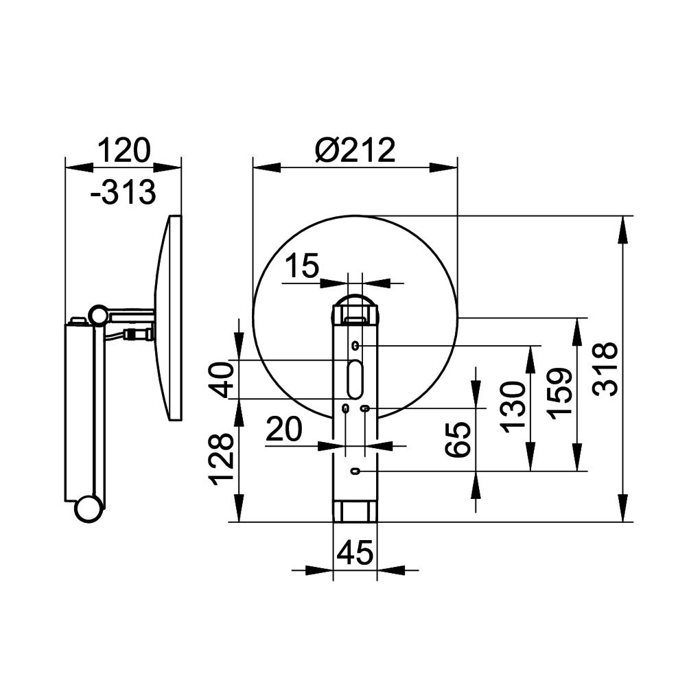 KEUCO KS iLook_move rund 17612, beleuchtet, Wippschalter, Alu-finish