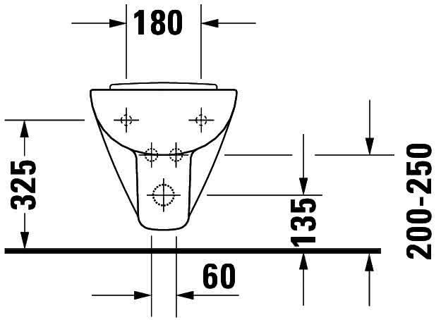 DU Wand-Bidet D-Code Compact 480 mm mit ÜL, mit HLB, 1 HL, weiß