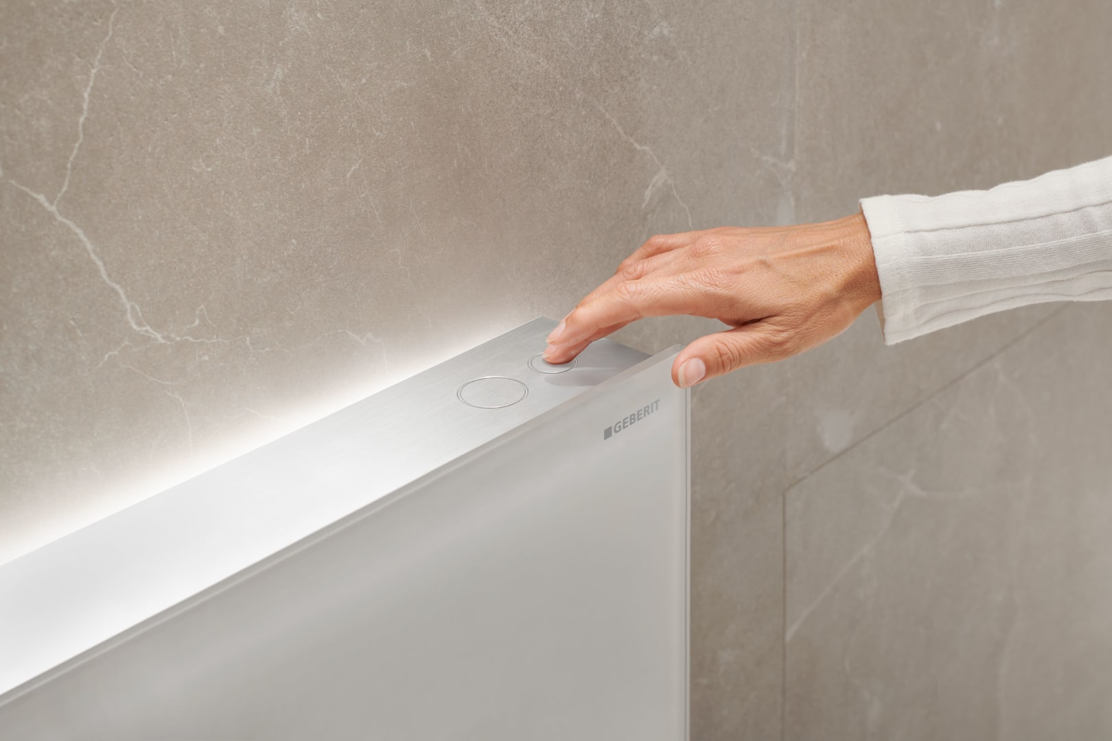 Geberit Monolith Plus Sanitärmodul f. WWC 114cm, Glas sand-grau /Aluminium