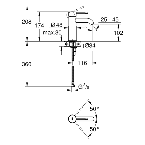 GROHE EH-WT-Batterie Essence 24172_1 S-Size glatter Körper cool sunrise