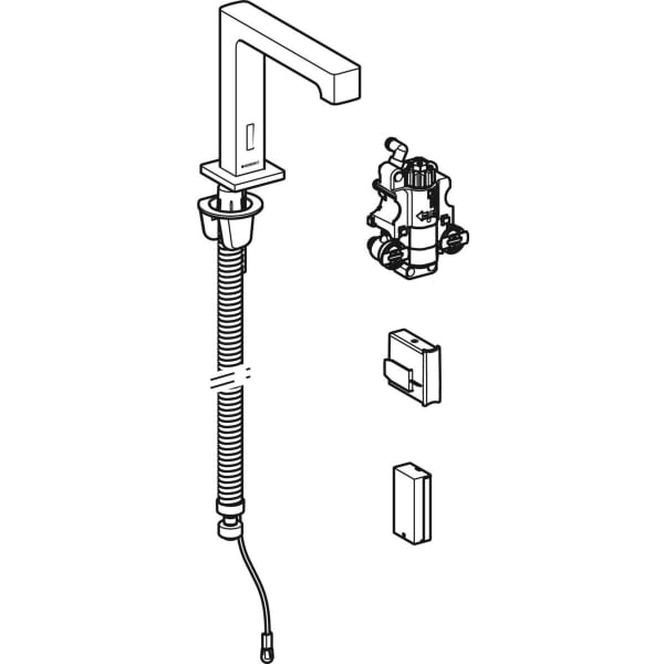Geberit Brenta WT-Arm.,Standmontage, Batterie für UP-Funkt.Box, m.Therm.Misch., edst.g
