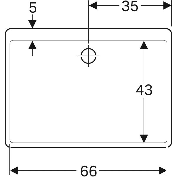 Geberit Publica Mehrzweckbecken ohne Überlauf 70x20x50cm, weiß