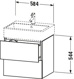 DU WTU L-Cube 544x584x459mm 2 Schubkästen, Nussbaum Dunkel