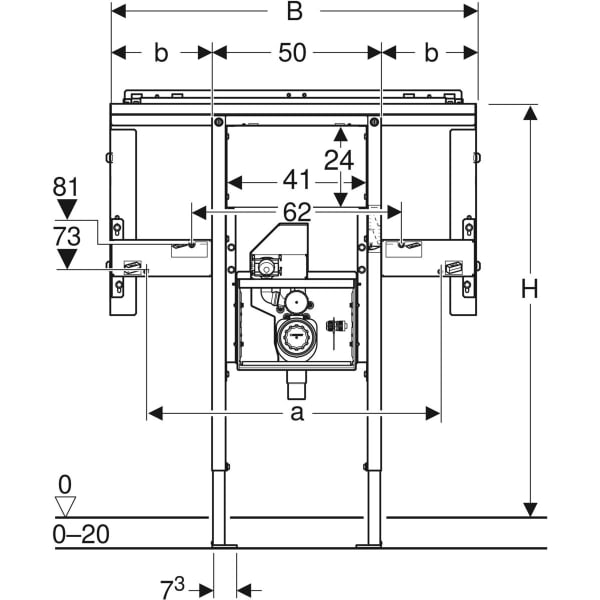 Geberit Duofix Element für One Waschtisch für Wandarmatur, raumhoch B75