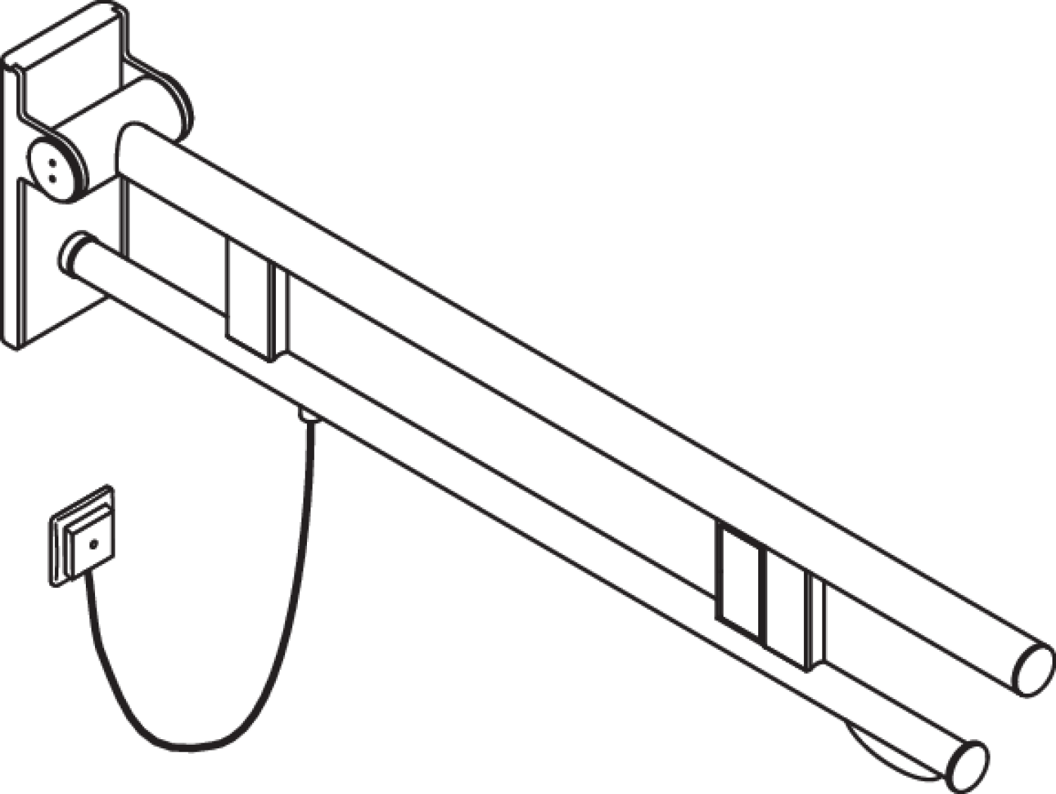 HEWI SK-Griff Duo (A),re,PRH,850,WC- Spül/FKT(E-Ausf.),schliff