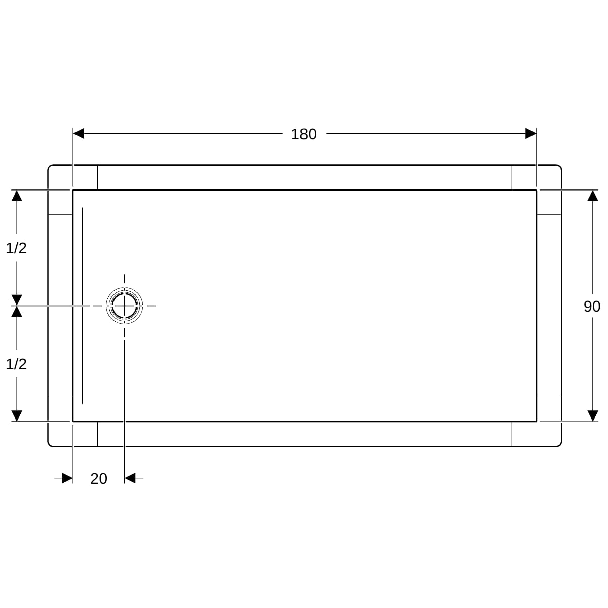 Geberit CleanFloor30 Duschfläche 180 x 90 cm integriert, mit Dichtvlies, weiss matt