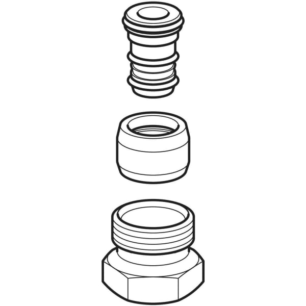 Geberit PushFit Anschlussverschraubung mit Aussengewinde d16-G1/2 Danfoss