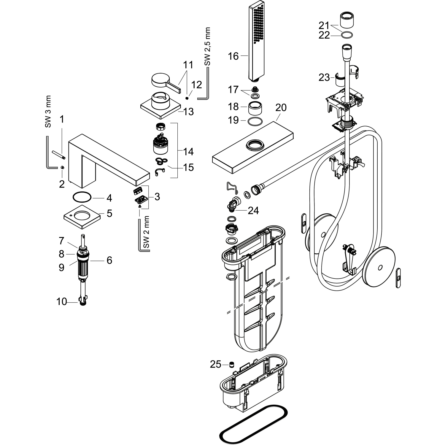 Hansgrohe 3-Loch Wannenrandmischer Tecturis E mit sBox chrom