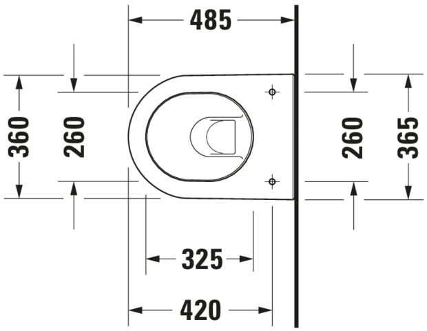 DU Wand-WC Darling New Compact 485 mm Tiefspüler, Durafix, weiß, HYG