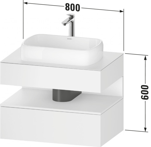DU QA Kons-WTU,Wdh,800x550x600mm,1 Ausz. Weiß Matt, Ni:Natur Eiche Matt,Dekor