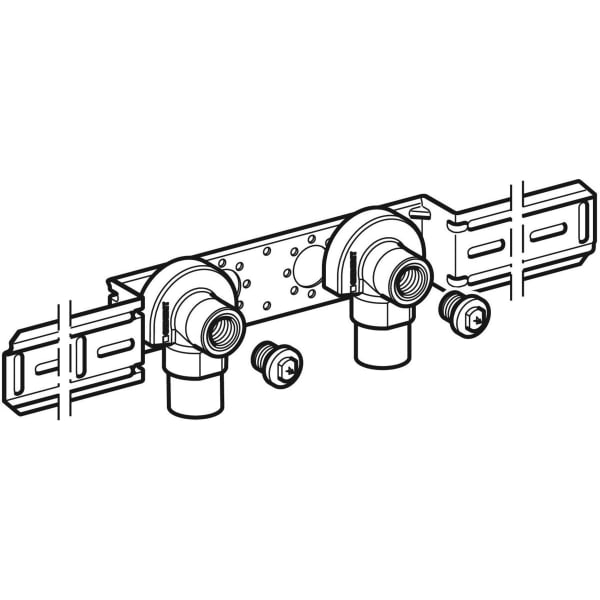 Geberit FlowFit Anschlusswinkel 90Gr vormont. gedämmt 2-fach Rg+ d16-Rp1/2 L:52mm