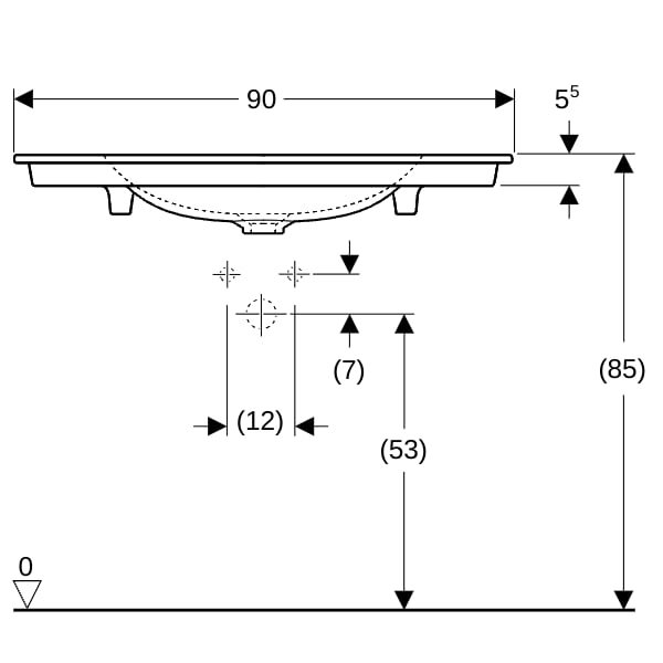 Geberit ONE Möbelwaschtisch 90x48 cm o.Hl., o.Ül., weiß, KeraTect