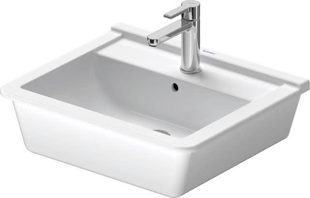 DU Einbauwaschtisch Starck 3 560 mm EB v.oben, m.ÜL, m.HLB, 1 HL, weiß