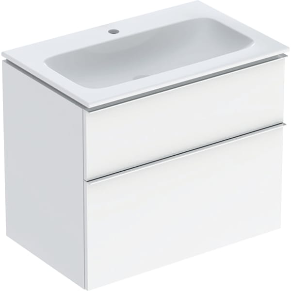 Geberit iCon Set MWT m. US, 2 Schubl. 75x63x48cm, weiß hgl./Gr. chr/KeraTect