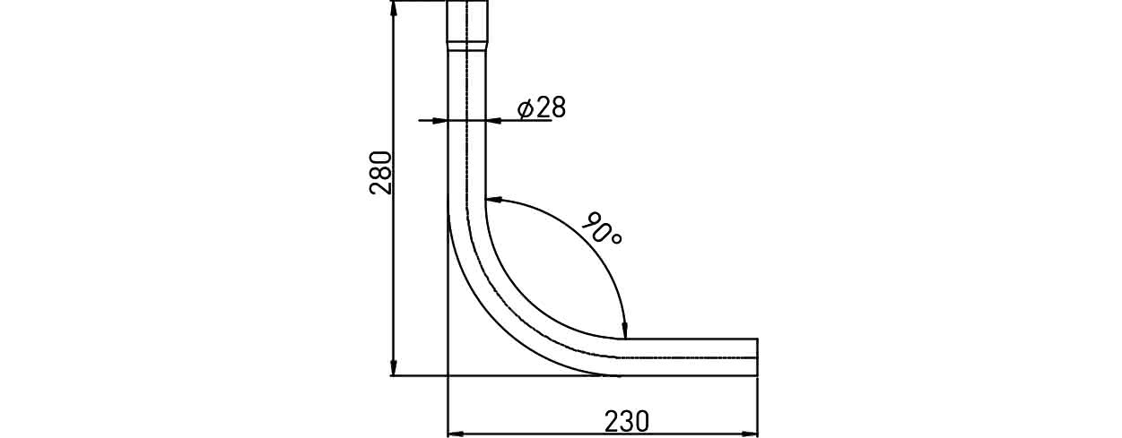 Kunststoff-Spülrohrbogen 90' weiß f.Druckspüler 3/4" 28/26mm