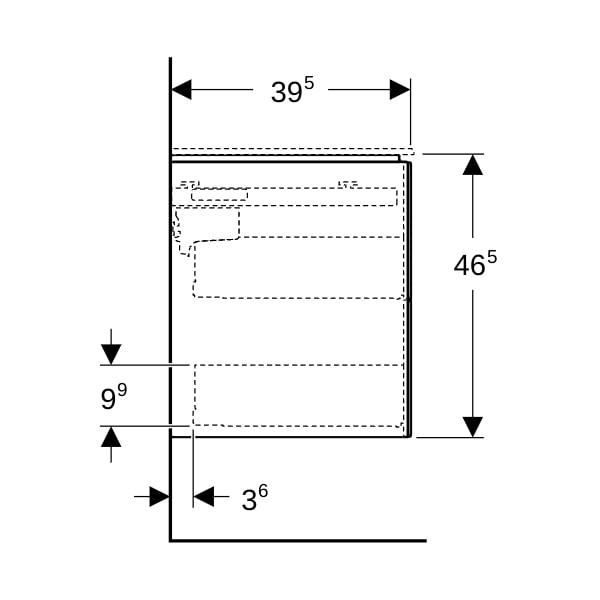 Geberit ONE Unterschrank für Waschtisch m. 2 Schubladen, 74,4x46,5x39,6cm, weiß