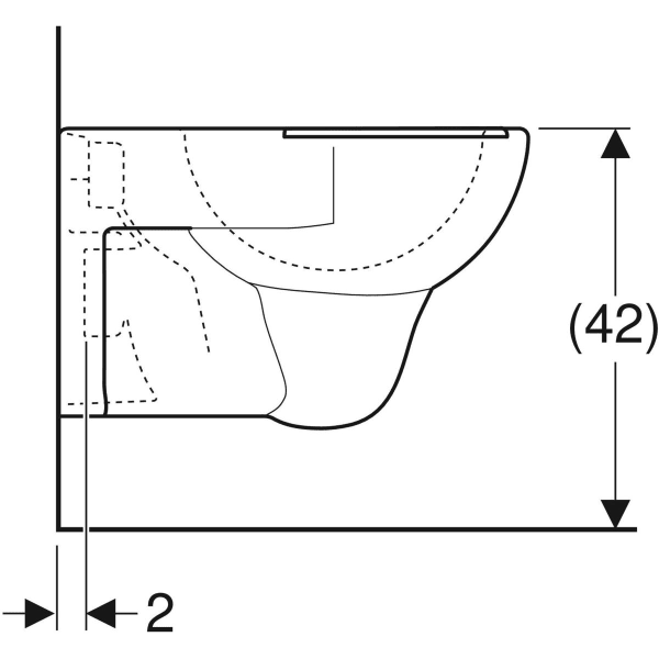 Geberit Renova Wand-WC Tiefspüler, weiß, Tect mit gekennzeichneten Sitzflächen