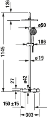Duravit Shower Systems Duschsystem Brausetherm.,Thermostatkart.,Chrom Hgl
