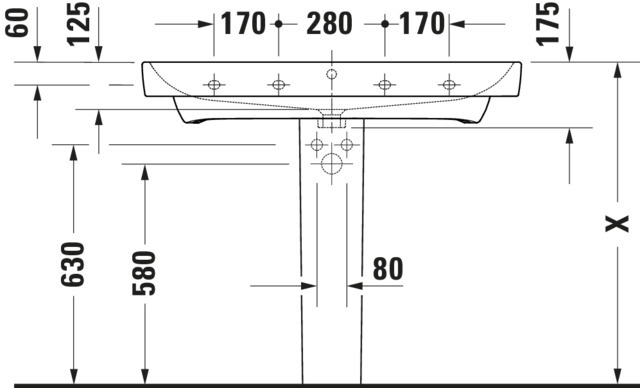 Duravit No.1 Waschtisch,1000mm,unten glasiert m.ÜL, m.HLB ,1 HL, Weiß HG
