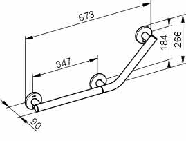 KEUCO Winkelgriff Plan Care 34907, 135 Gr rechts, verchromt, 673/266 mm