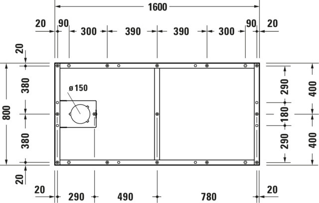 Duravit Fußgestell für Duschwanne Tempano 1600x800mm