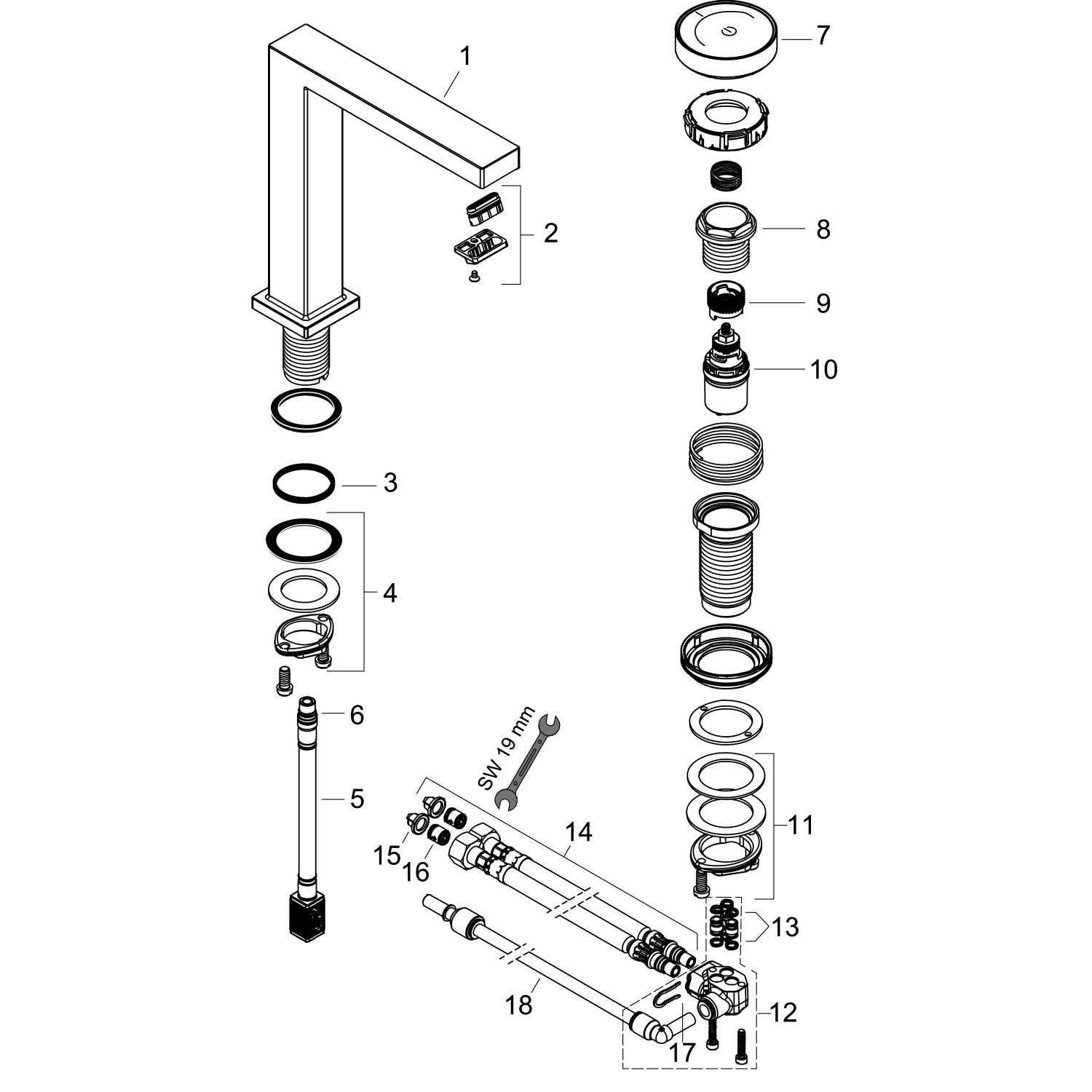 Hansgrohe 2-Loch WTM 150 Tecturis E mit Ablaufgarnitur chrom