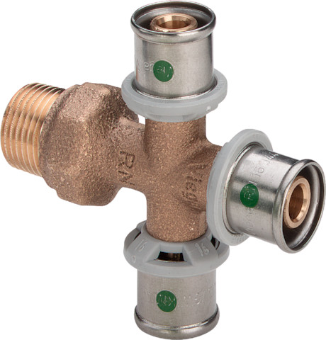 Viega Kreuzstück mit SC Sanfix P 2118.9 in R1/2 x 16mm Rotguss