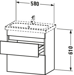 Duravit WTU wandh. DuraStyle 368x580x610mm 2SchKa.,233763,betongrau m./weiß matt