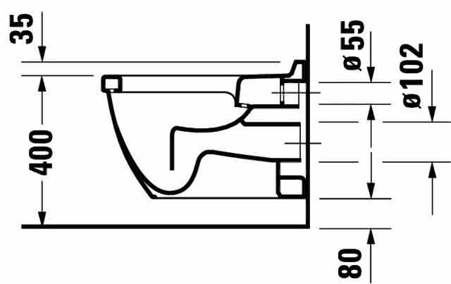DU Wand-WC Starck 3 540 mm Flachspüler, weiß