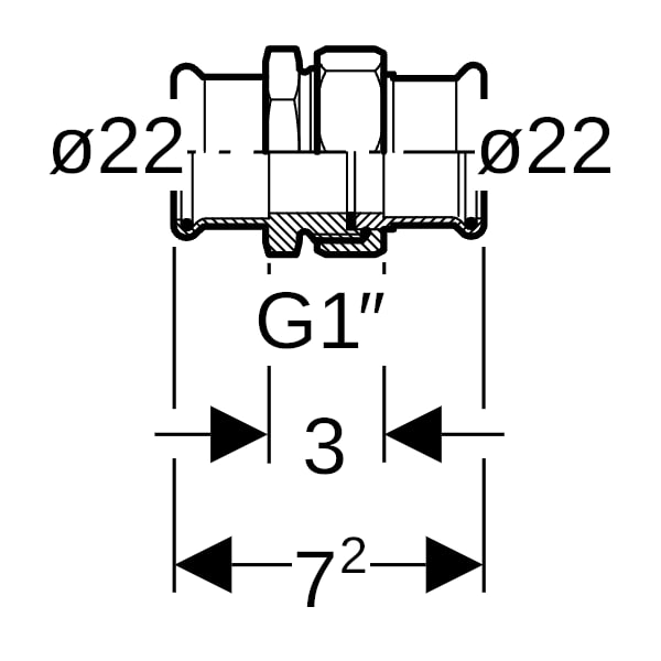 Geberit Mapress Edelstahl Verschraubung d22