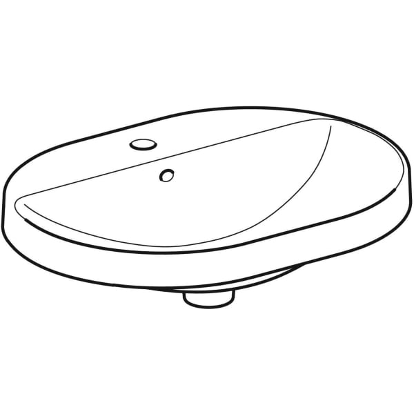 Geberit VariForm Einbauwaschtisch, elliptisch mit HLB, 60x45cm, m. Ül., glasiert/weiß