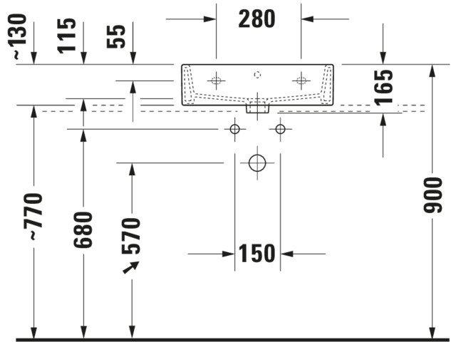 DU Waschtisch Vero Air 500mm o.ÜL, m.HLB, o.HL, geschl., weiß