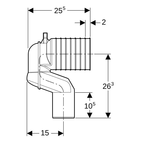 Geberit Set P-Anschlussbogen für Stand-WC weiß-alpin