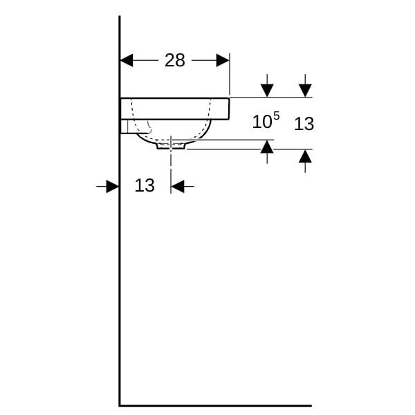 Geberit iCon Light Handwaschbecken 38x28cm m. Hahnloch re, ohne Überlauf, weiß matt