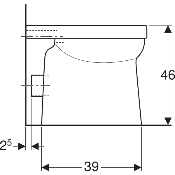 Geberit Renova Comfort Square Stand-WC Tiefspüler/erhöht/teilgeschl.Fo,KeraTect