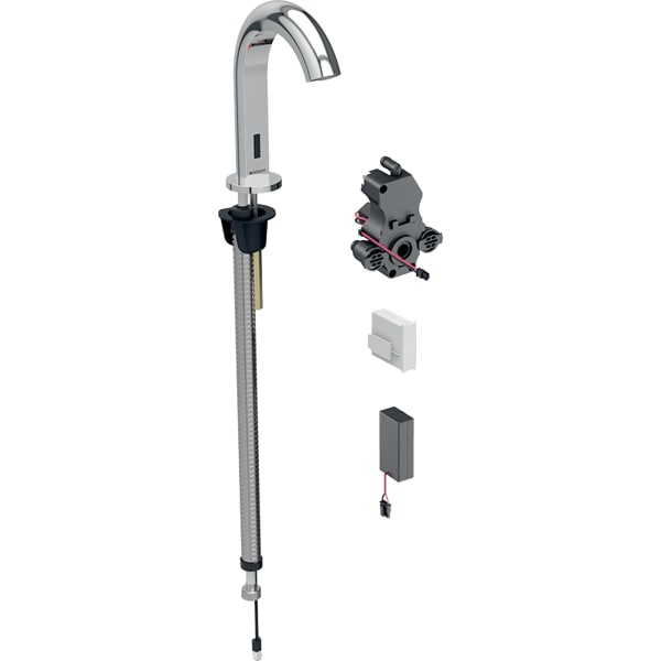 Geberit Piave WT-Arm., Standmontage, Batterie für UP-Funkt.Box, o.Misch., hgl.verchr.