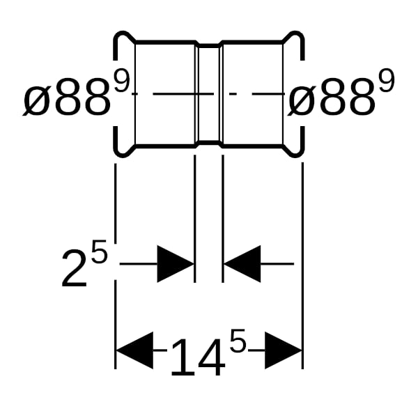 Geberit Mapress Edelstahl Muffe d88,9 (LABS-frei)