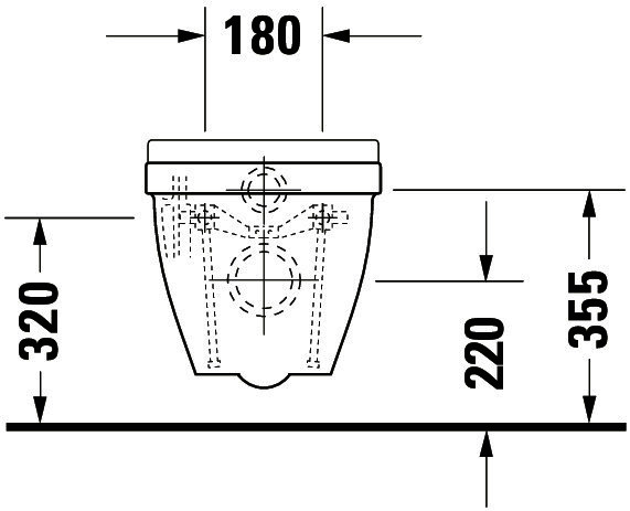 DU Wand-WC Starck 3 620 mm Tiefspüler, Durafix, weiß